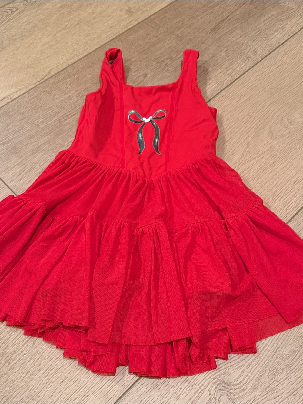 Red Ballet Tutu Dress with Bow Detail for Girls